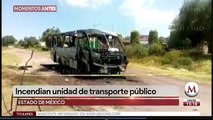 Incendian unidad de transporte público en Edomex