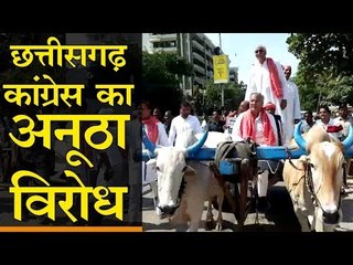 महंगाई के खिलाफ छत्तीसगढ़ कांग्रेस का अनूठा विरोध