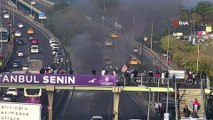 Haliç Köprüsü'nde otomobil alev alev yandı