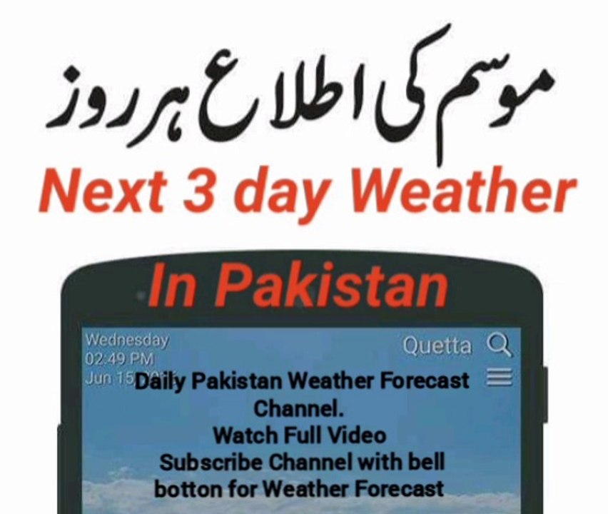 Next 3 day Weather Forecast For Pakistan.