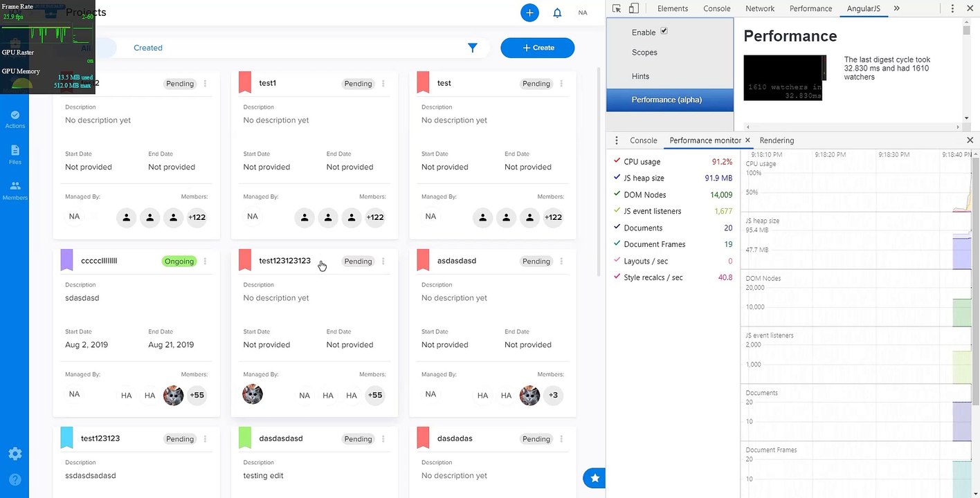 project dashboard - after