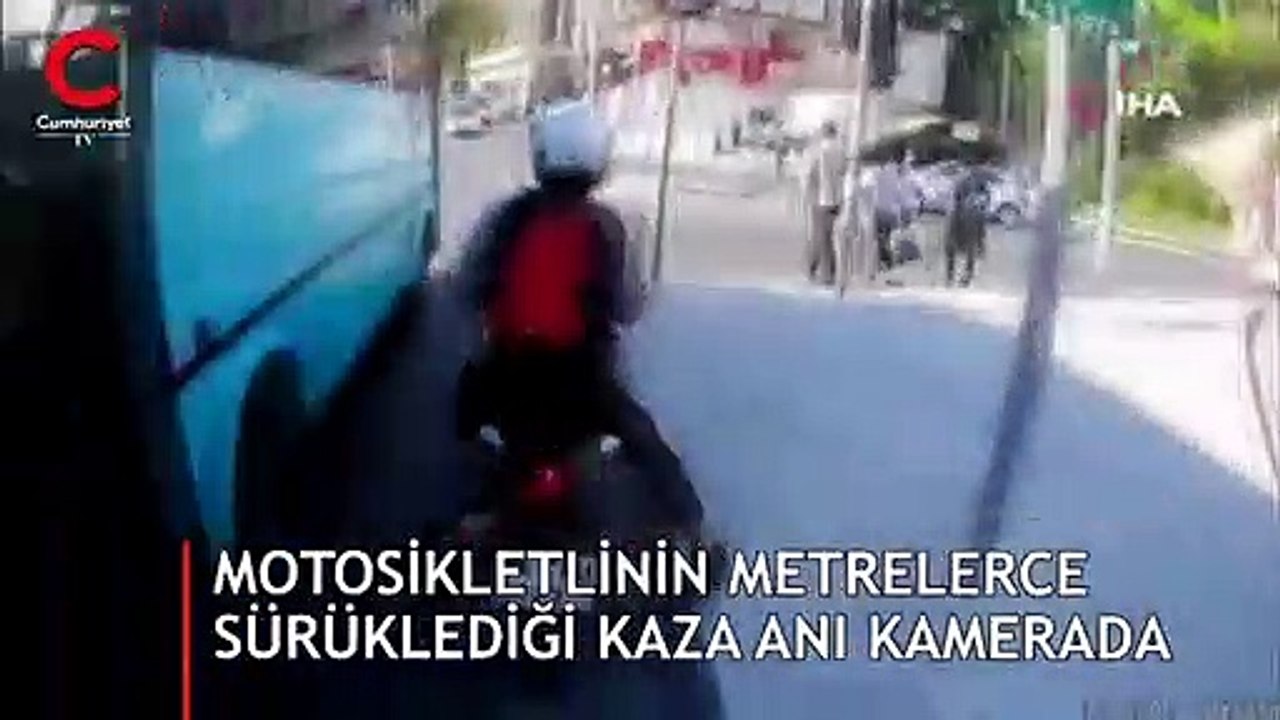 İstanbul’da motosikletli gencin metrelerce sürüklendiği kaza kamerada