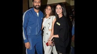 Sara Ali Khan With Ananya Pandey & Vicky Kaushal At Sonchiriya Movie Screening