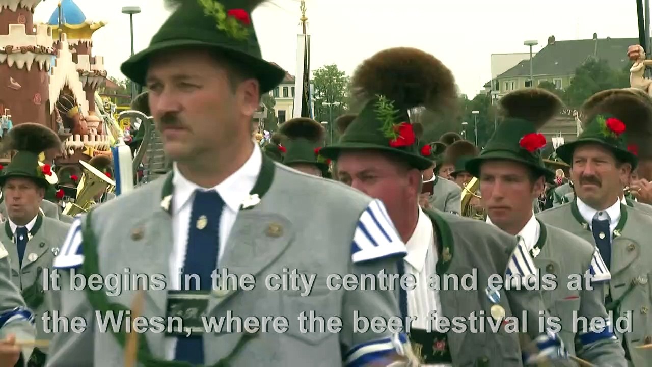 Bavarians parade in their beautiful costumes for Oktoberfest