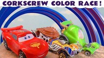 Hot Wheels Learn Colors Racing Challenge with Disney Pixar Cars 3 Lightning McQueen vs Toy Story 4 and Marvel Avengers 4 Endgame Superheroes