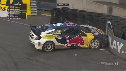 RallyX Nordic 2019 Tierp Last Lap Drama Eriksson Crash Larsson Win Championship