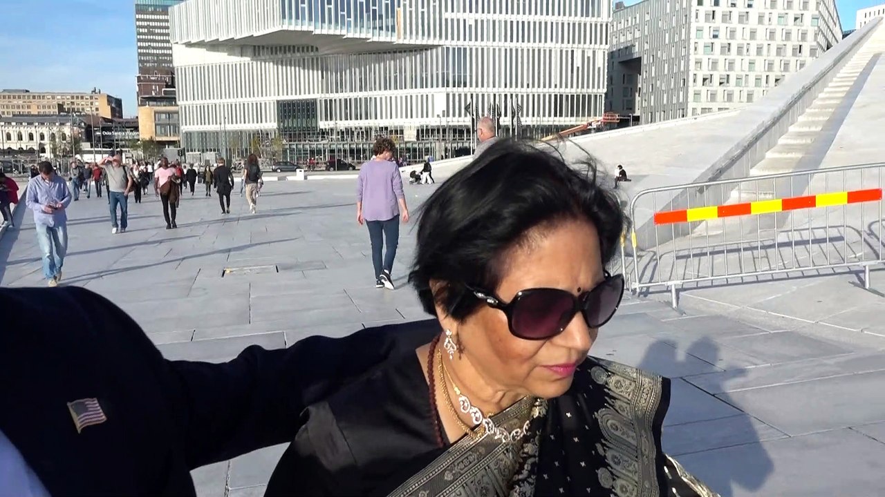 BDMV-84 Aruna & Hari Sharma enjoying sunshine at Operahuset Oslo Norway Sep 20, 2019