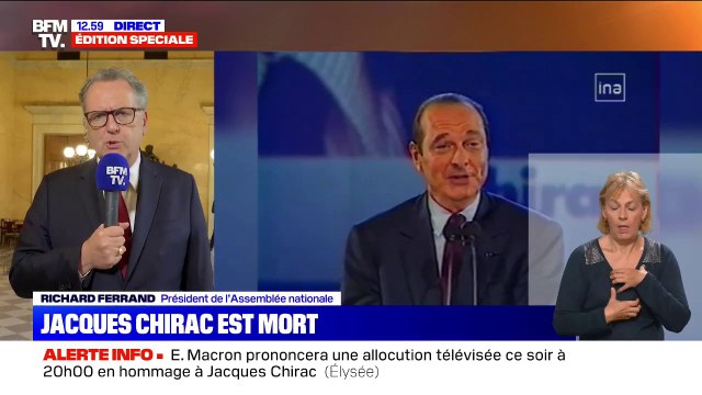 Jacques Chirac incarnait une forme de fraternité française, une chaleur humaine , selon Richard Ferrand, président de l'Assemblée nationale