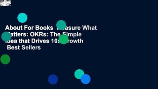 About For Books  Measure What Matters: OKRs: The Simple Idea that Drives 10x Growth  Best Sellers
