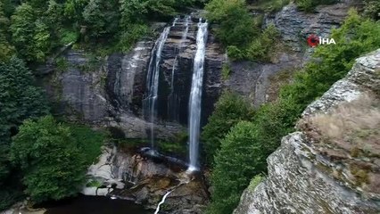 Sonbahar'da ziyaretçi akınına uğrayan Suuçtu Şelalesi havadan görüntülendi