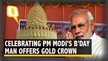 On the occasion of PM Modi's Birthday, Man Offers Gold Crown to Lord Hanuman