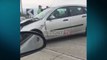 Report TV -Përplasen 3 makina në Elbasan, njëra përfundon në kanal! 2 të plagosur rëndë