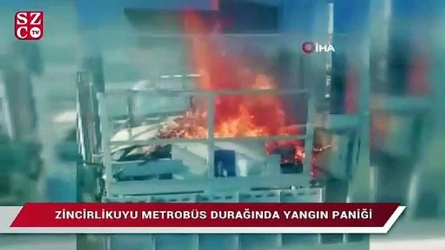 Zincirlikuyu metrobüs durağında yangın paniği