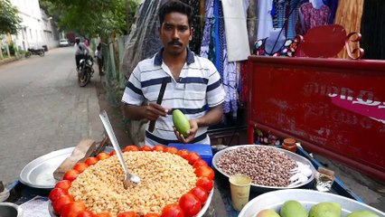 Indian Roadside Snacks - Amazing Knife Skills! Chickpea Salad