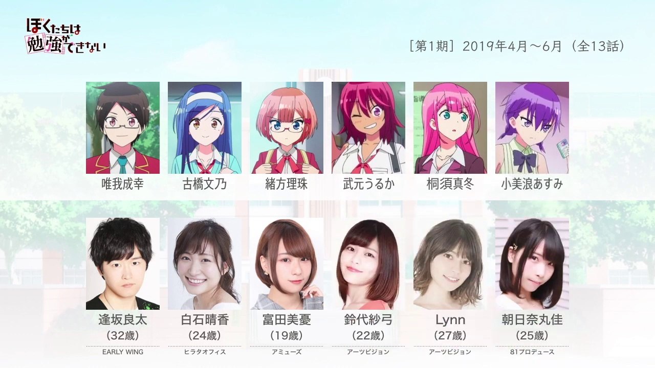 ぼくたちは勉強ができないの声優さんたちは、こんな顔！