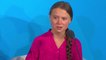 Greta Thunberg les larmes aux yeux lors de son discours à l'ONU