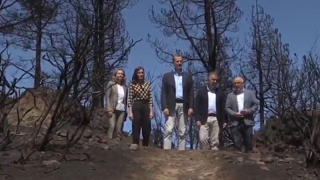 Los Reyes sobrevuelan Gran Canaria para ver los daños del incendio