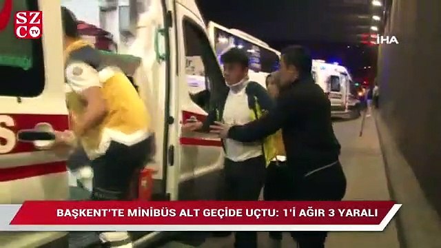 Başkent’te minibüs alt geçide uçtu