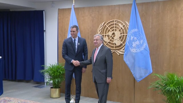 Sánchez mantiene un encuentro afectuoso con Guterres