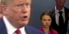 Greta Thunberg lanza 'una mirada que mata' a Donald Trump tras arremeter contra los líderes globales por su inacción frente al cambio climático