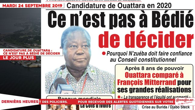 Le Titrologue du 24 Septembre 2019 : Candidature de Ouattara, ce n’est pas à Bédié de décider