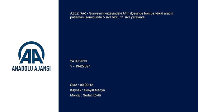 Afrin'de bomba yüklü araç saldırısı - AFRİN