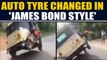 Auto Driver changes tyre in 'James Bond style', video goes viral