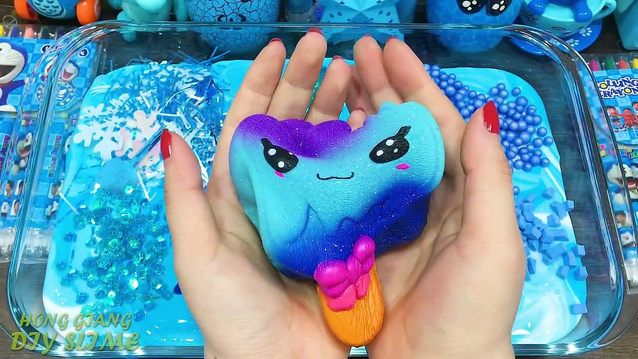 Blue Slime Mixing ! Mixing Random Things into Slime !! Relaxing with Piping Bags Slime s #537