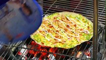 Vietnamese Street Food - Egg Sausage Rice Cracker Pizza