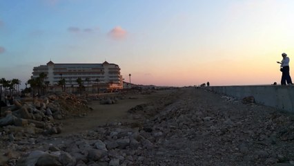 Couples Walk In Romantic Beach Sunset View