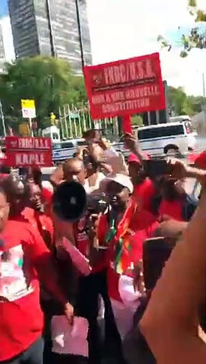 New York : les membres du FNDC protestent contre le changement de Constitution en Guinée