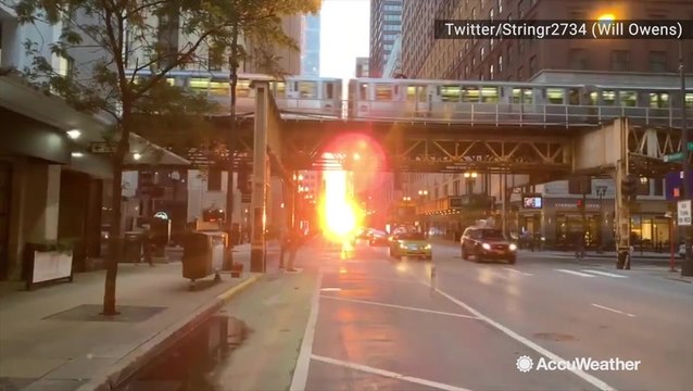 'Chicagohenge' sunrise greets morning commuters