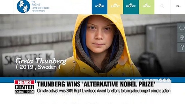 Greta Thunberg named winner of 'alternative Nobel Prize'