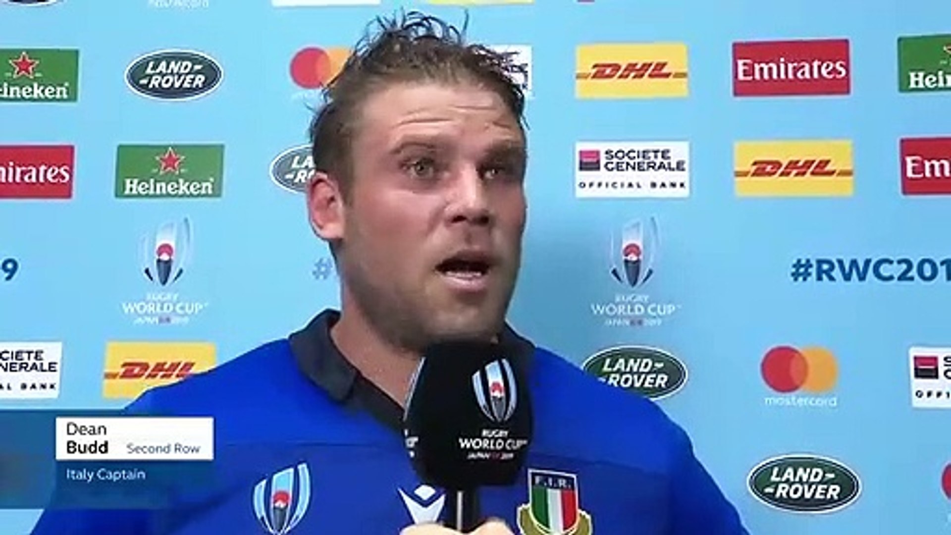 Italy captain Dean Budd on second win at Rugby World Cup 2019 - video  Dailymotion