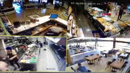 Tekirdağ bir pastanede deprem anı güvenlik kameralarına yansıdı