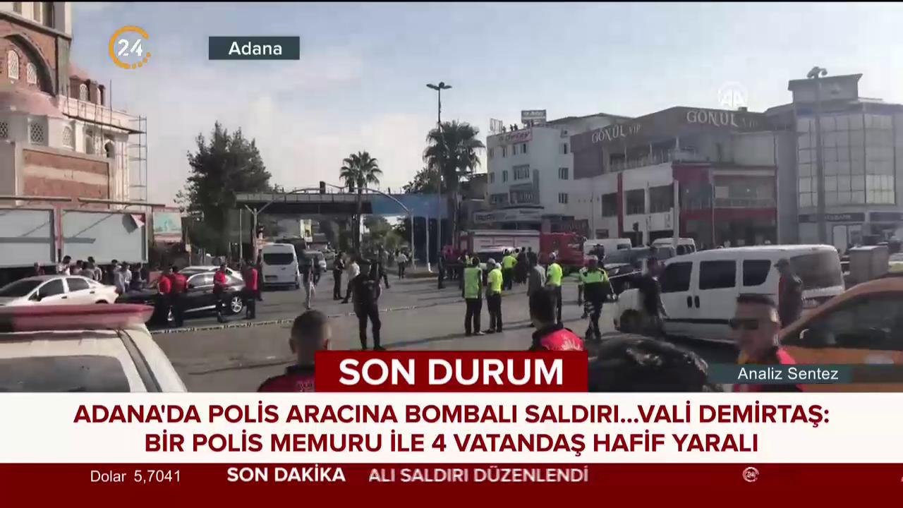 Adana'da polis aracına bombalı saldırı