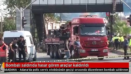Bombalı saldırıda hasar gören araçlar kaldırıldı