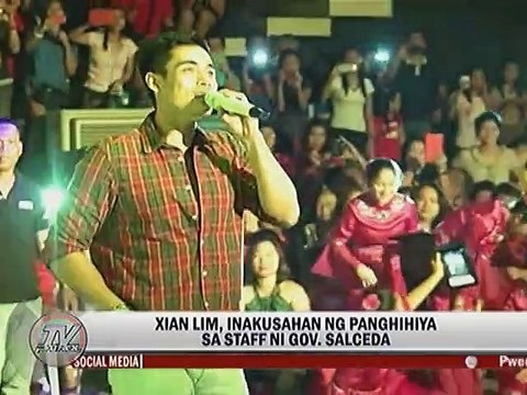 Xian Lim, inakusahan ng panghihiya sa staf ni Gov. Salceda