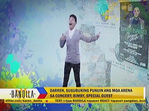 Darren, sususbukang punuin ang MOA Arena sa concert; Bimby, special guest