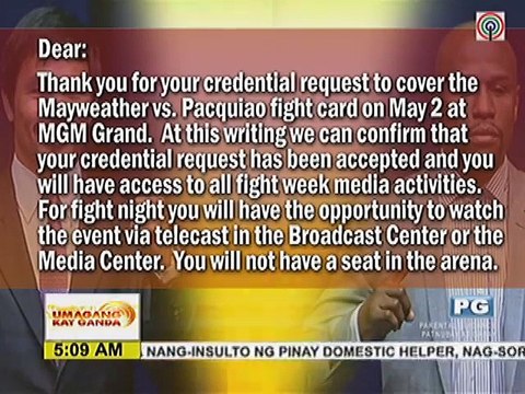 Mga journalist na nagbabantay sa bakbakang Pacquiao-Mayweather, piling-pili