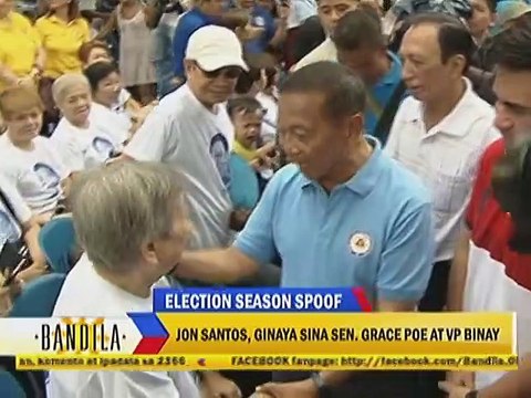 Jon Santos, ginaya sina Sen. Grace Poe at VP Binay