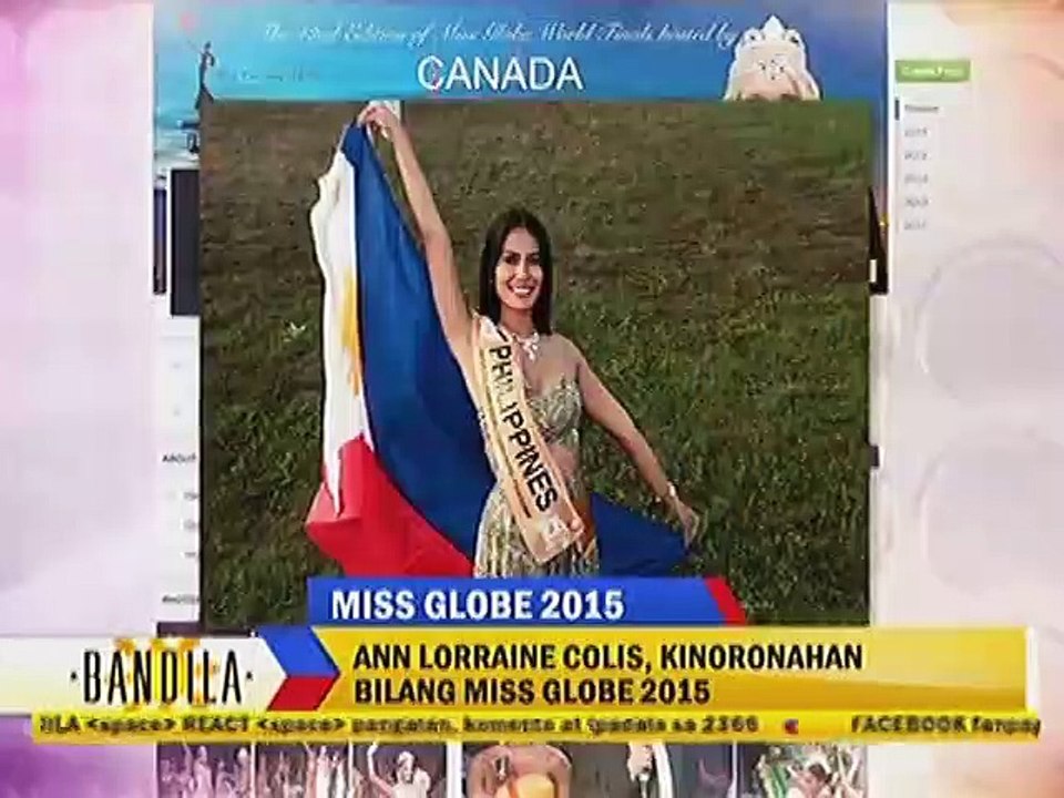 Ann Lorraine Colis, kinoronahan bilang Miss Globe 2015