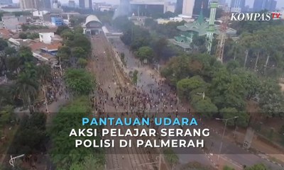 Pantauan Udara Aksi Pelajar Serang Polisi di Palmerah