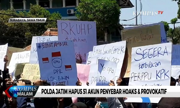 Polda Jatim Hapus 51 Akun Penyebar Hoaks & Provokatif Terkait Demo RUU