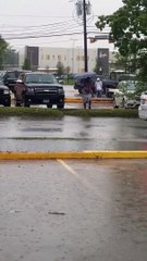 Massive Puddle Surprises Pedestrians