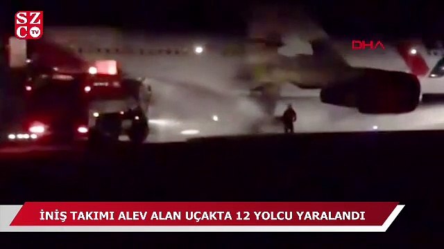 Rusya'da iniş takımı alev alan uçakta 12 yolcu yaralandı