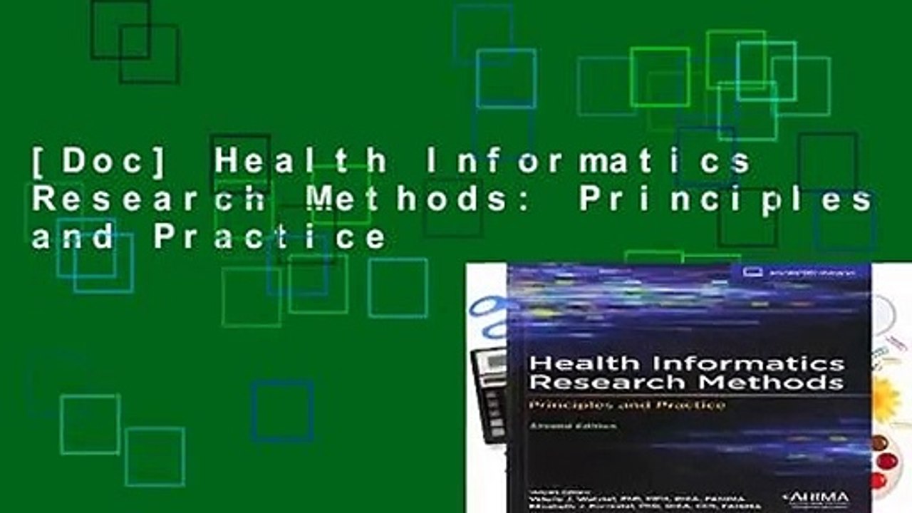 [Doc] Health Informatics Research Methods: Principles and Practice