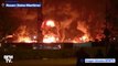 Les images filmées cette nuit du très violent incendie dans une usine à Rouen