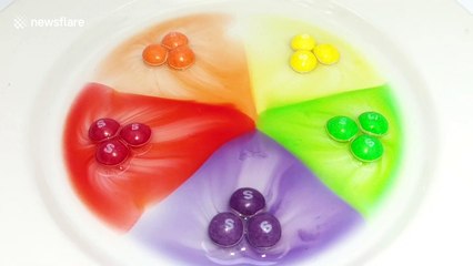 YouTuber in Ukraine mixes Skittles with water to create stunning rainbow palette