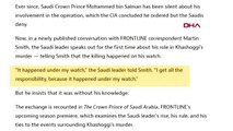 Abd'li gazeteci smith veliaht prens bin selman, kaşıkçı cinayetinin sorumluluğunu üstlendi